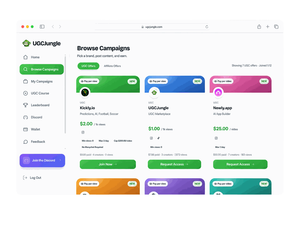 Browse UGC Campaigns